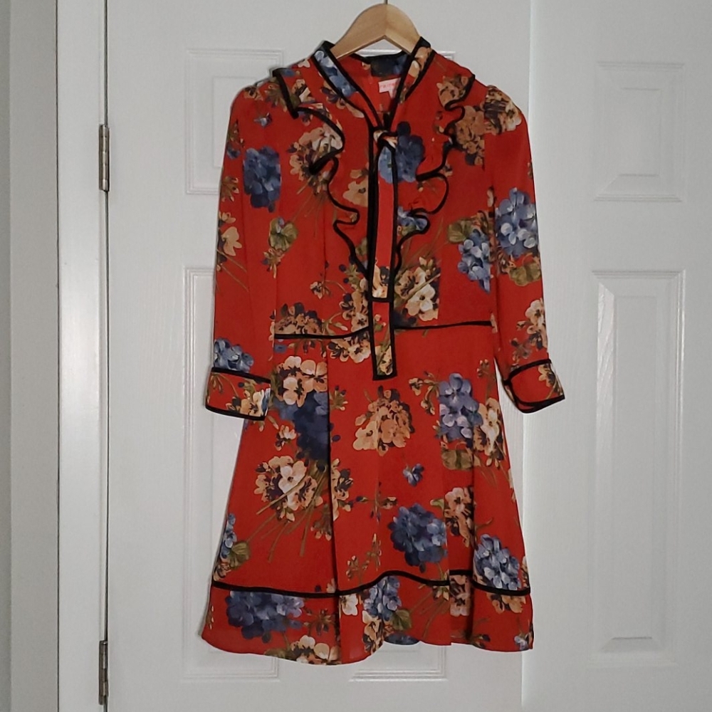 Flirty red floral dress